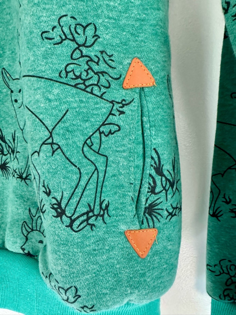 Naketano Teal Green Deer-Print Hoodie Sweatshirt - Picture 2 of 3